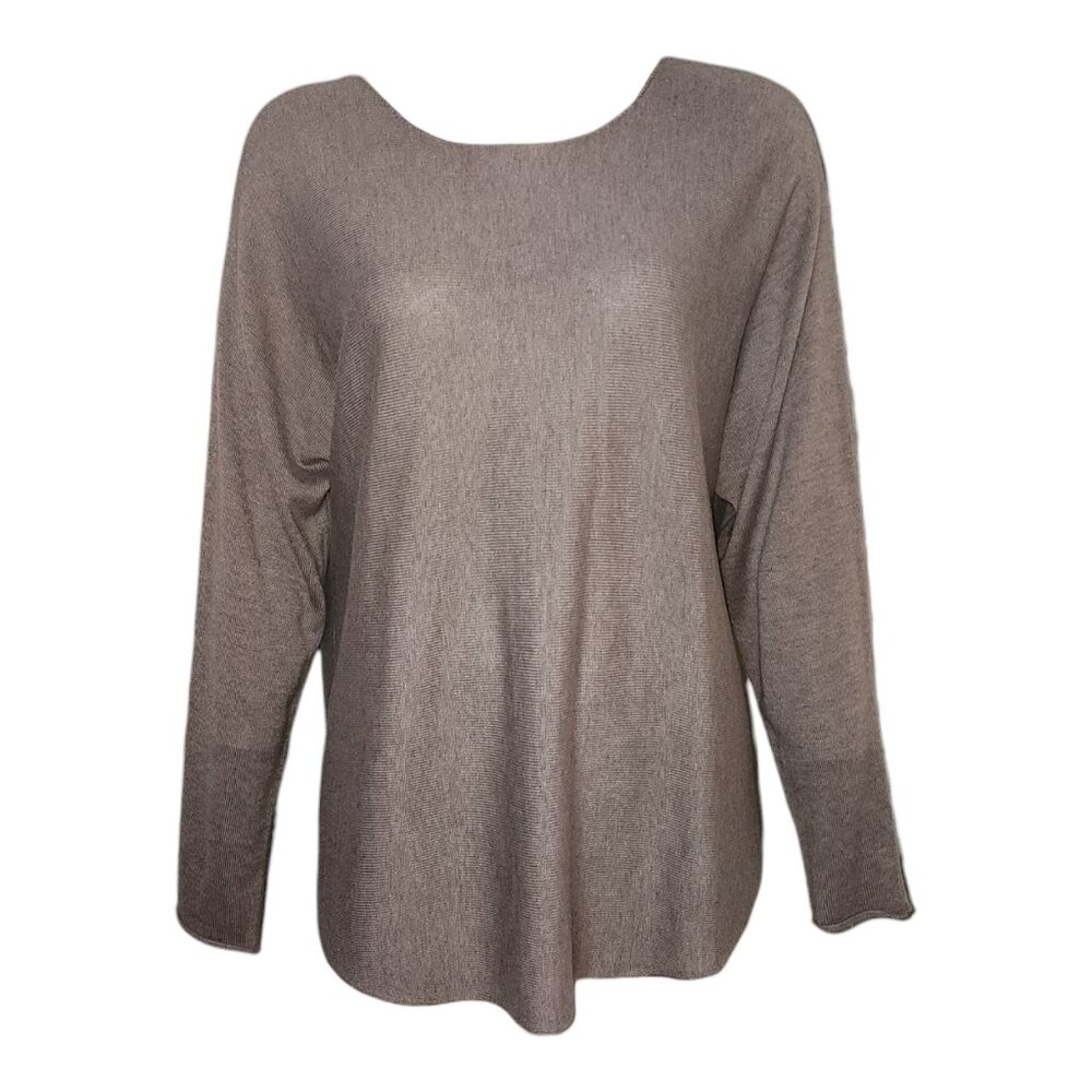 Joan Vass Sweater Womens Size‎ XL Cashmere Blend Neutral Pullover 3/4 Sleeve